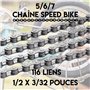JJ PRIME - Chaine Velo 5/6/7 Vitesses | Chaine de Velo 1/2 X 3/32 Pouces, 116 Maillons | Chaine Vtt - Bicycle Chain Convient Pou