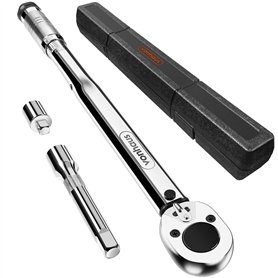 VonHaus Clé Dynamométrique - Clé à Cliquet - Clé Dynamométrique 1/2" avec Réducteur 3/8" et Barre d'Extension - Pour Voitures