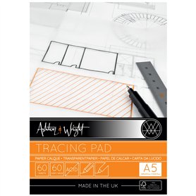 Ashton and Wright - Bloc de papier calque A5 – 60 g/m² – 60 feuilles
