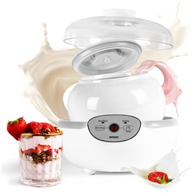 Duronic YM1 Yaourtière électrique programmable 1 pot de 1500 ml Machine à yaourt avec Thermostat et Pot de 1.5 L en Céramique Pr
