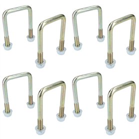 Lot de 8 boulons en U M10 50 mm x 80 mm pour remorques avec écrous haute résistance