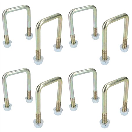 Lot de 8 boulons en U M10 50 mm x 80 mm pour remorques avec écrous haute résistance