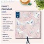 Busy B - Grand calendrier mural familial 2025 - Oiseaux - Calendrier mensuel avec 5 colonnes et pochettes de rangement avec des 