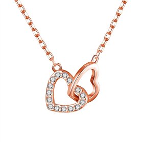 Philip Jones Collier à maillons en Forme de cœur plaqué Or Rose créé avec des Cristaux de Zircondia®
