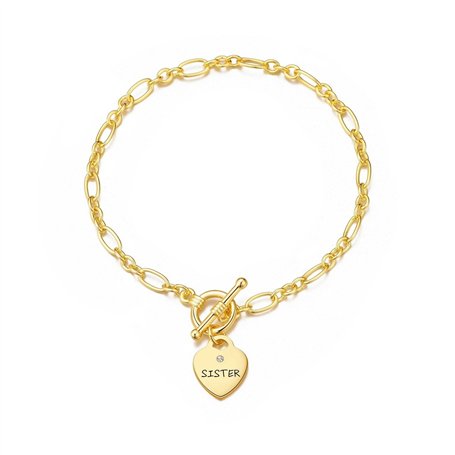 Philip Jones Bracelet à breloques Sister plaqué or créé avec des cristaux Zircondia®