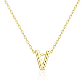 Philip Jones Collier plaqué or avec initiale lettre V créée avec des cristaux de zircon