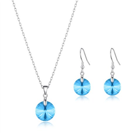 Philip Jones Ensemble aigue-marine en argent sterling créé avec des cristaux Zircondia®