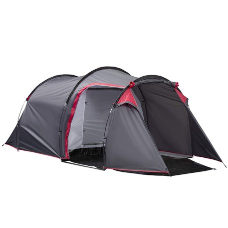 Outsunny Tente de camping pour 4 personnes avec 2 chambres - Abri résistant aux intempéries - Abri de pêche