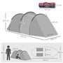 Outsunny Tente de camping pour 4 personnes avec 2 chambres - Abri résistant aux intempéries - Abri de pêche, randonnée, festival