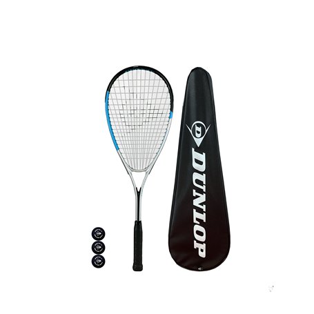 Dunlop Hyper Lite Nano Raquette de squash Housse de protection complète et 3 balles de squash