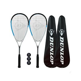 Dunlop Hyper Lite Nano Lot de 2 raquettes de squash avec housses de protection complètes et 3 balles de squash