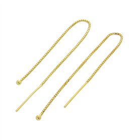 Boucles d'Oreilles Chaînettes Perlées en Argent Plaqué Or Jaune