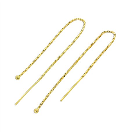 Boucles d'Oreilles Chaînettes Perlées en Argent Plaqué Or Jaune