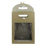 Emartbuy Papier Fort Debout Sac Cadeau, 26 cm x 19 cm x 9 cm, Sac Kraft Brun Avec Fenêtre Transparente Et Noeud - Paquet de 12