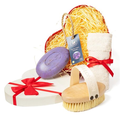 Eco Bath London Coffret cadeau de vacances – Collection luxueuse de soins du bain et du corps avec brosse à main en sisal nature