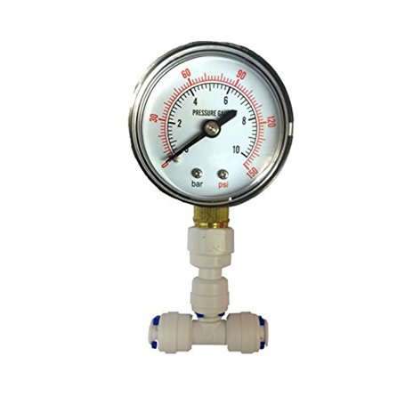 The Water Filter Men Manomètre pour système d'osmose inverse d'aquarium RO avec 1/4