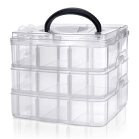 Kurtzy Boite Rangement Compartiment - Boite de Rangement Compartiments Amovibles et Empilables 3 Etages en Plastique Transparent