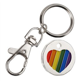 Porte-clés LGBT en forme de cœur arc-en-ciel - 12 faces