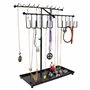 BELLE VOUS Présentoir à Bijoux - (42x29cm) Porte-Bijoux en Métal Noir avec 30 Crochets et Plateau - Réglable Support Organisateu