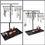 BELLE VOUS Présentoir à Bijoux - (42x29cm) Porte-Bijoux en Métal Noir avec 30 Crochets et Plateau - Réglable Support Organisateu