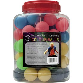 Sure Shot Matthew Syed Balles de ping-Pong | Lot de 60 balles de Tennis de Table Multicolores | Balles d'entraînement en Plastiq