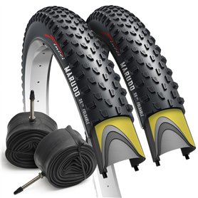 Fincci Gravel Pneus 700x38c avec 2X Chambre a Air Schrader 40-622 - Paire Pliable Tire 28 x 1.5 Pouces avec Protection Anti Crev