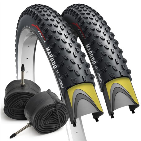 Fincci Gravel Pneus 700x38c avec 2X Chambre a Air Schrader 40-622 - Paire Pliable Tire 28 x 1.5 Pouces avec Protection Anti Crev