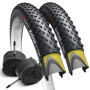 Fincci Gravel Pneus 700x38c avec 2X Chambre a Air Schrader 40-622 - Paire Pliable Tire 28 x 1.5 Pouces avec Protection Anti Crev