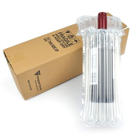 Evergreen Goods Boîte en carton pour bouteille de vin à coussin d'air gonflable – 370 x 130 x 130 mm | 100 um d'épaisseur | Pour