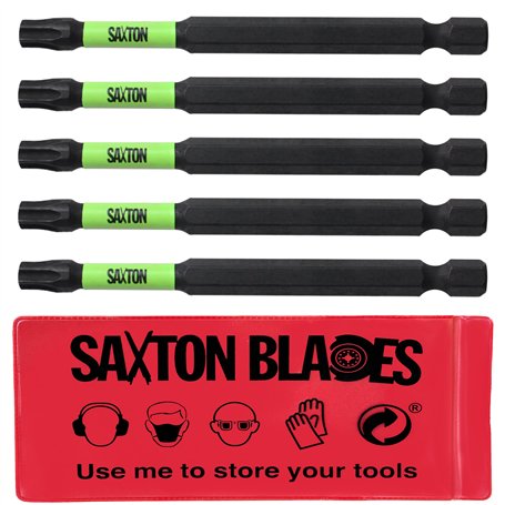 Saxton TX30 Lot de 5 embouts de tournevis à percussion magnétiques Torx résistants 89 mm compatibles avec Dewalt