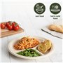 HAAGO 90 Assiettes Jetables en Bagasse de Canne à Sucre - Écologique & Compostable (3 Compartiments, 26 CM)