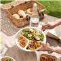 HAAGO 90 Assiettes Jetables en Bagasse de Canne à Sucre - Écologique & Compostable (3 Compartiments, 26 CM)