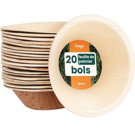 HAAGO 20 Bols en Feuilles de Palmier (180ml