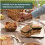 HAAGO 100 Pcs Vaisselle Jetable en Feuille de Palmier (20 Assiettes Carrées, 20 Bols Carrés, 20 Cuillères, 20 Fourchettes, 20 Co