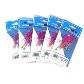 FISHZONE Rig Pro Series – Razzlers Couleur rose vif : taille du crochet 1/0 : 5 crochets par gréement : 5 bas de ligne par paque
