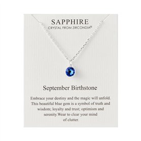 Philip Jones Collier de Pierre de Naissance de Septembre (Saphir) créé avec des Cristaux Zircondia®