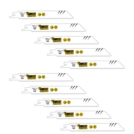 10 x SabreCut SCRS922HF_10 150 mm 10 TPI S922HF Coupe rapide du bois et du métal Lames de scie sabre compatibles avec Bosch Dewa