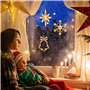 Guirlande Lumineuse Fenêtre Noël Lot de 3 Rideau Lumineux de Noël Étoile Flocon de Neige Noel Decoration Interieur Rideaux Lumin
