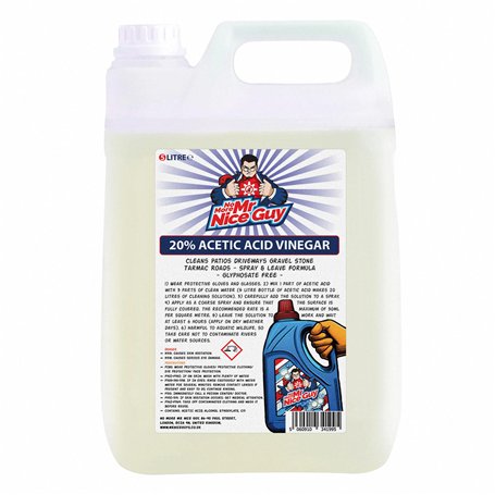 Vinaigre d'acide acétique 20 % 5 L – Pour désherbant et désherbant – Nettoie les patios