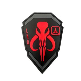 Patch Nation Écusson Bounty Hunter Boba Fett Mandalorian Bantha Skull en PVC noir pour paintball