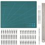 Belle Vous Ensemble de 65 Lames Artisanales avec Tapis de Découpe A4 - Kit Modelisme Exacto - Idéal pour le Papier