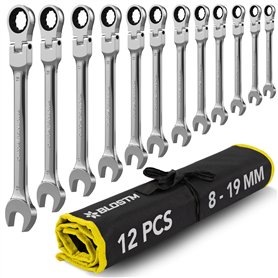 BLOSTM Lot de 12 clés mixtes à cliquet flexibles 8 à 19 mm