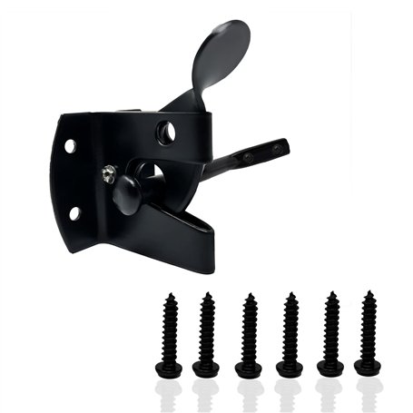 MKB Loquet de porte de jardin noir pour portails en bois - Loquet de porte autobloquant galvanisé - Protection contre les intemp