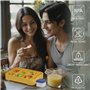 BELLE VOUS Bento Lunch Box Blue 6 Compartiments & Couverts - Boite Lunch Anti-fuite 1330 ml - Compatible Micro-Ondes & Lave-Vais