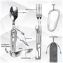 Couverts d'ustensiles de camping en plein air, Ensemble de Couverts Pliants Multifonctionnels 5 en 1, couverts portables en acie