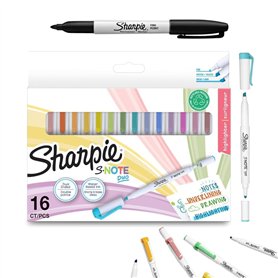 Sharpie Surligneurs S-Note Duo|Double pointe| Marqueurs créatifs pastel | Pointe ogive et biseautée pour surligner