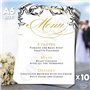 Lot de 10 cartes de menu de mariage A6