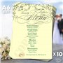Lot de 10 cartes de menu de mariage A6