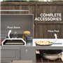 Outsunny Four à pizza portable de 20,3 cm en acier inoxydable avec thermomètre intégré et fenêtre de visualisation pour barbecue