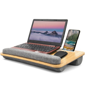 SEFFO Lap Desk Plateau moderne en bois pour ordinateur portable avec coussin doux – Léger et portable – Convient pour ordinateur